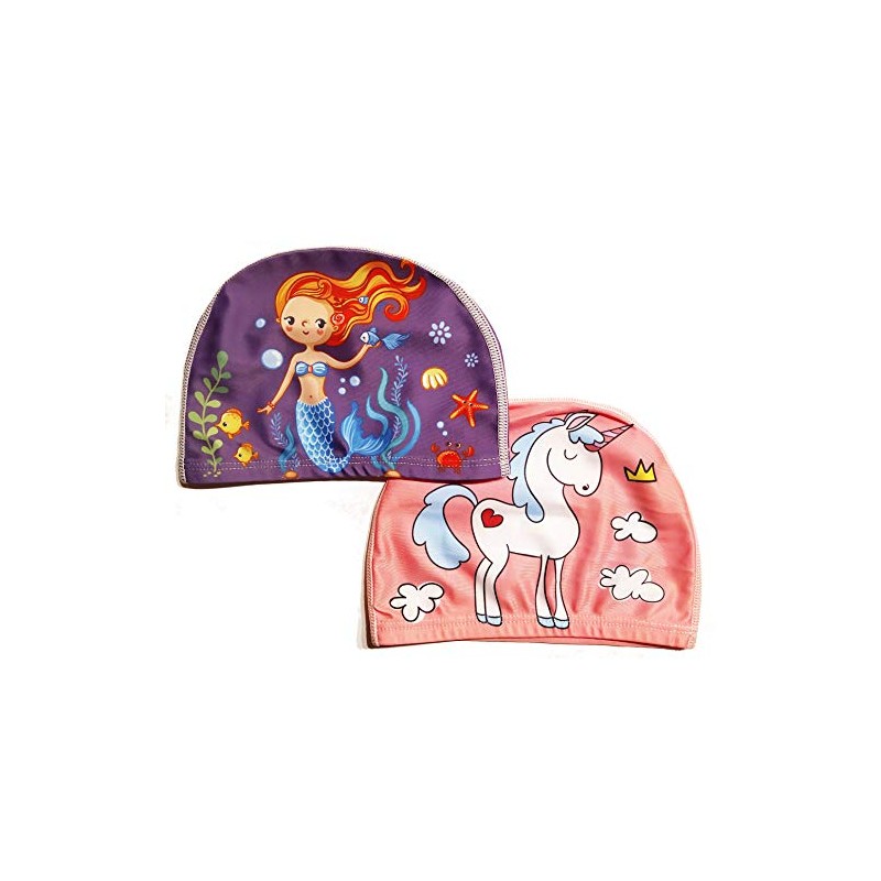 Set of 2 Magical Swimming Caps for Girls (Age: 2-4