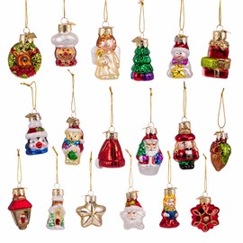 2-2.5-Inch Mini Christmas Shape Glass Ornaments, 18 Piece Set