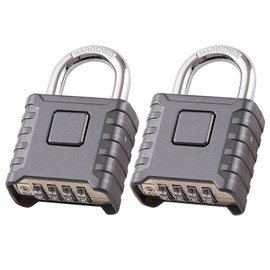 2 Pack disecu Heavy Duty 4 Digit Combination Lock, One Touch Unlocking, Anti-Error Feature, High Security Waterproof Large Outdoor Padlock for School Gym Locker, Fence, Gate, Storage Unit (Grey)