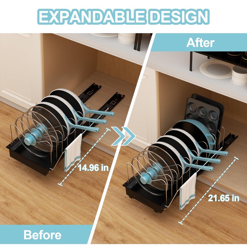 Golener Pots and Pans Organizer Under Cabinet - 22" Deep
