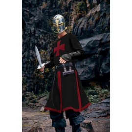 Runcati Mens Medieval Crusader Knights Tunic Renaissance Warrior Templar Cosplay Costumes Tops Crimson