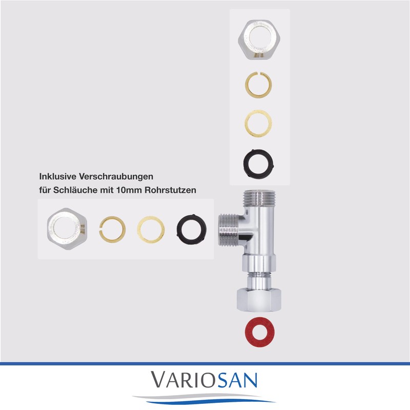 VARIOSAN 10360 3/8 Inch Brass T-Piece Distributor for Angle Valves,