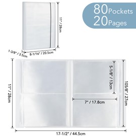 OTCRAFT 20 Pages80 Pockets /2Set Large Clear Sticker Photo Storage Album; Stamp & Cutting Dies Storage Book Organizer Folder for Postcards Stickers, Photo, Clear Stamps, and Cutting Dies