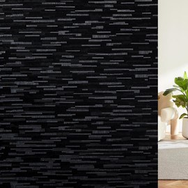 Haton Blackout Window Film, 100% Light Blocking Frosted Glass Window Film, Total Blackout Window Cover, Heat Control Static Cling Window Cling Room Darkening, Non-Adhesive, Black 23.6" x 78.7"