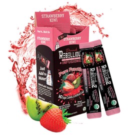 Rebellious Strawberry Kiwi Organic Drink Mix – Organic 0 Calorie Energy Drink Mix | Monk Fruit & Green Tea Extract | L-Theanine + Natural Caffeine | 100% Plant-Based | 10 Packs | Keto, Gluten-Free