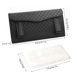 Car Tissue Holder,2 Pcs Sun Visor Napkin Clip Holder PU Leather Tissue Box Holder Mask Holder Car Sun Visor Accesories for Men Women (Black and Khaki)