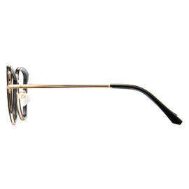 Cyxus Cat Eye Blue Light Blocking Glasses Metal Frame UV Filtering Computer Glasses Clear Lens For Men Women 8171 Glossy Black