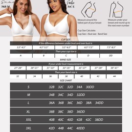 Gailife Deep V Bras for Women No Underwire Wireless Push Up Bra Seamless Plunge Bralette Comfort Supportive Bra Full Coverage -WT,XXL White