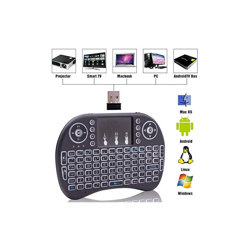 Mini i8 Wireless Keyboard Backlight and USB C Charging