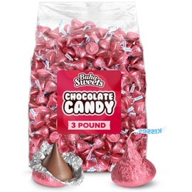 Milk Chocolate Candy In Pink Foil - 3 Pound Bag (Approx. 300 Pieces), Individually Wrapped Chocolates Pink Candies for Baby Showers, Weddings, Gender Reveals & Party Buffets