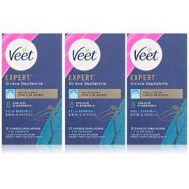Veet Expert 48 Stripes Underarm and Bikini Zone Sensitive Skin - 3 Packs of 16 Strips
