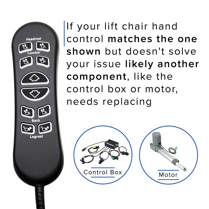 AlveyTech 10-Button 5-Pin Replacement Remote Hand Control for Mega Motion