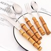 Snplowum 8pcs Natural Bamboo Salad Fork Set, Dessert Fork For