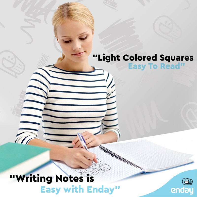 Enday Graph Paper Notebook 8.5 x 11 with Plastic Cover,