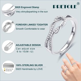 Sterling Silver Thumb Rings for Women S925 Gold Rings Cubic Zirconia Eternity Ring Minimalist Gold Ring Adjustable Open Ring for Girl With Inspirational Card