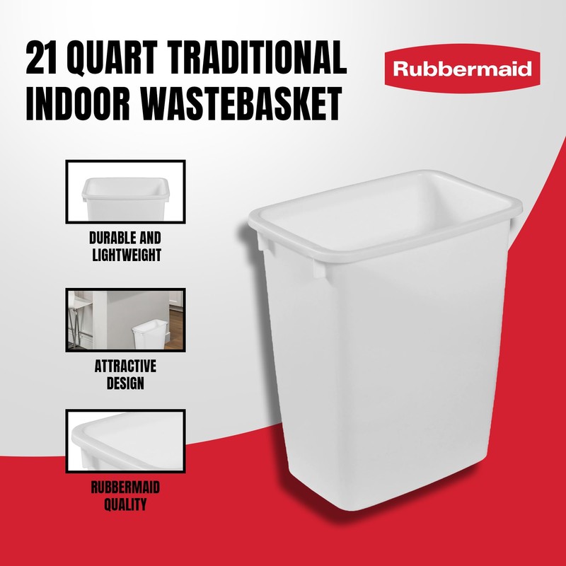 Rubbermaid 2 Pack Traditional Open Top Waste Basket Indoor Trash