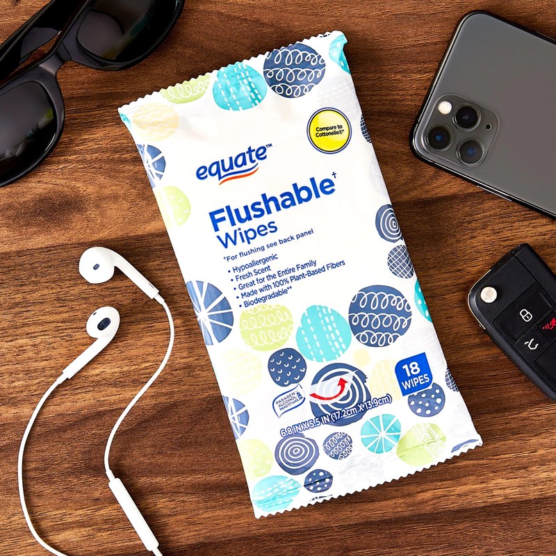 Equate Flushable Wipes 18 Count Pack of 3