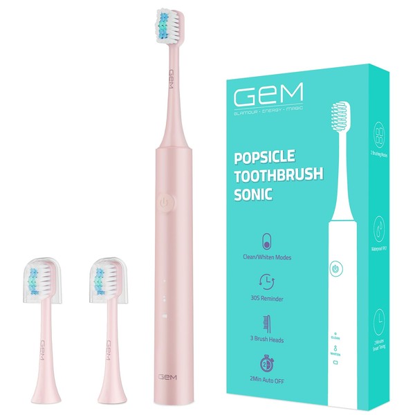 GEM Sonic Electric Toothbrush for Adults and Kids 3 Heads