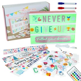 Cinema Light Box A4 Rose Gold 16 Colors with 400 Letters and Emojis, 10 Premium Cards, Remote Control, 2 Markers - BONNYCO | Led Light Up Sign, Novelty Gifts for Women and Gifts for Girls Christmas