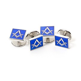Masonic Blue Dress Shirt Studs with Velvet Pouch