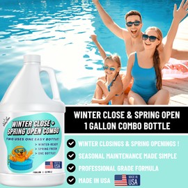 BubbyShine, Pool Winter + Spring All-in-One Combo - Pool Closing Kit for Above Ground & Inground Pools, Spring Pool Opening Kit, Pool Winterizing Kit, Pool Chemicals 1 Gallon