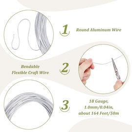 SUNNYCLUE 50M Aluminum Craft Wire 1mm Silver Crafting Wire 18 gauge Aluminum Wire Bendable Metal Sculpting Wire Jewellery Craft Wire Bendable Soft Metal Wire for Jewellery Making Beading Sculpting