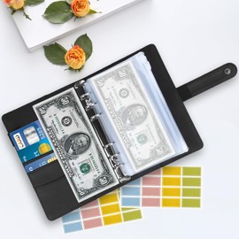 Pack of 20 A6 Binder Bags, 18 x 10.6 cm Document Bag A6, Zipper Bag with Label Stickers, Binder A6 for Bills, Notebooks, Bills