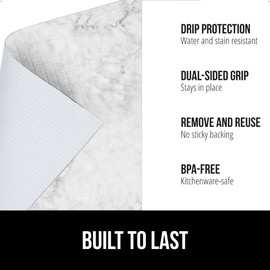 Gorilla Grip DripGuard Drawer and Shelf Liner for Cabinet, Slip Resistant Non Adhesive Protection for Kitchen, BPA Free Smooth Surface Plastic Liners for Cabinets, Bathroom Drawers, 17.5x20, Marble