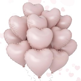 18 Inch Light Pink Heart Foil Balloons Luxury Pastel Hearts Pack of 12 Heart Balloons Premium Party Decor for Weddings, Engagement, Nursery, Baby Shower & Birthdays