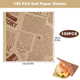 Amentalove 150PCS Greaseproof Paper Sheets,Burger Paper Sheets, Sandwich Paper, Burger Paper, Food Oil Proof Papers, Food Wrapping Paper for Burger Sandwich Fries Bread (15 * 15 cm)