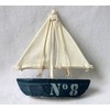 Sailing ship small sail boat No8 wood textile 12 cm