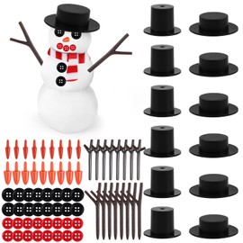DIYASY Snowman Crafts for Kids, 220 Pcs DIY Kits Christmas Accessories Included Mini Hats Plastic Buttons Carrot Noses Branches Hands Scarves for Xmas Snowman Holiday Décor Gift Party Supplies
