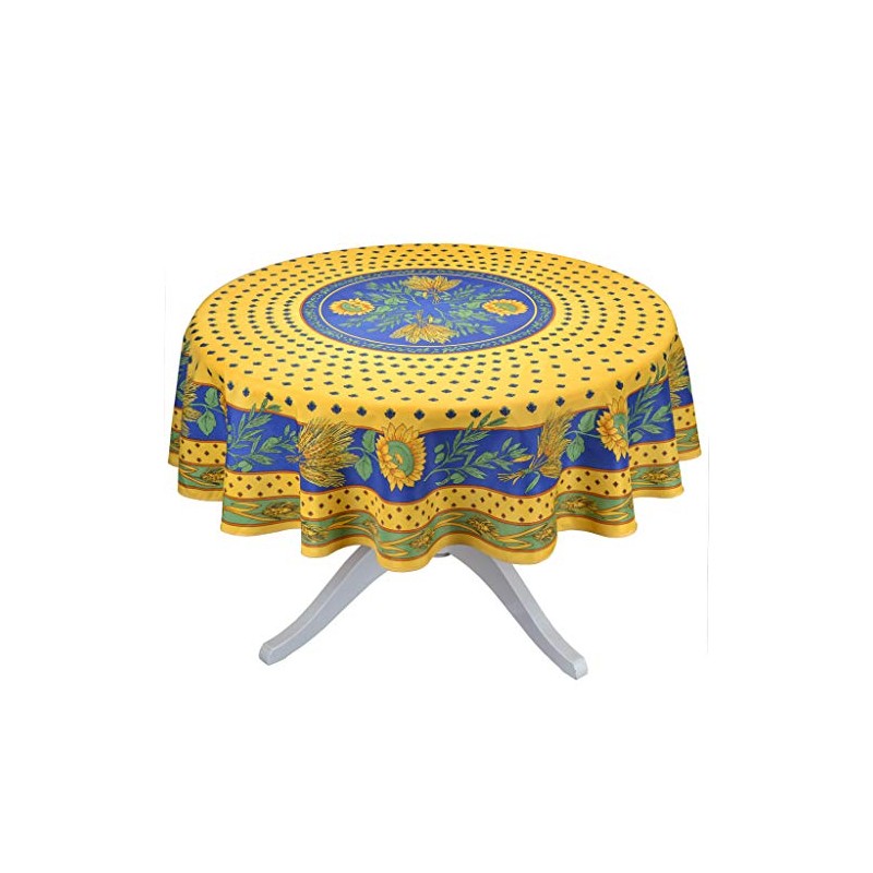 Tournesol Yellow 70" Round French Provencal Polyester Tablecloth