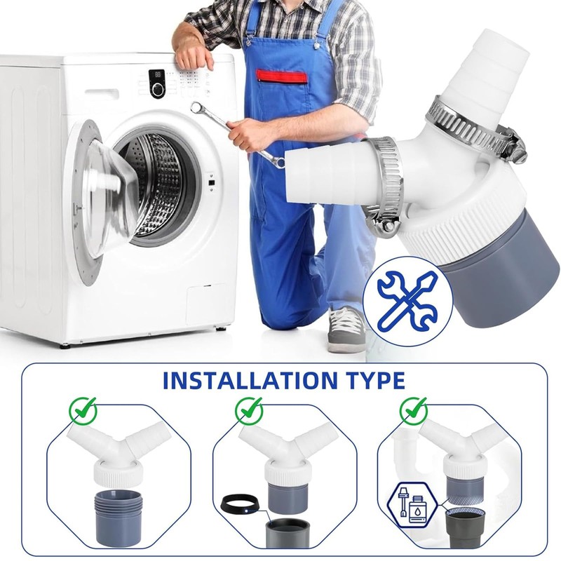 Dishwasher and Washing Machine Drain Adapter Double Connection Y with