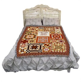 Our Family is Like a Quilt Stitched Together with Love - Blanket Throw Woven from Cotton - Made in The USA (72x54)