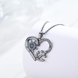 MEDWISE Anchor Pendant Necklace for Women 925 Sterling Silver Nautical Anchor Christmas Jewelry Gifts Navy Sailor Necklace for Women Daughter Wife Sea Ocean Lover