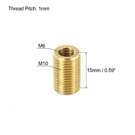 PATIKIL M10 to M6 Fine Thread Adapter Reducer Thread Reducing Nuts Insert, 15 Pack 15mm Threaded Hollow Tube Adapter Brass Coupler Connector Pipe Fitting