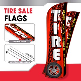 OnPoint Wares Tire Sale Windless Flag Without Pole | Advertisement Flags | Feather Flag | Advertisement Flags | Flags For Businesses | Business Materials | Advertising Flags