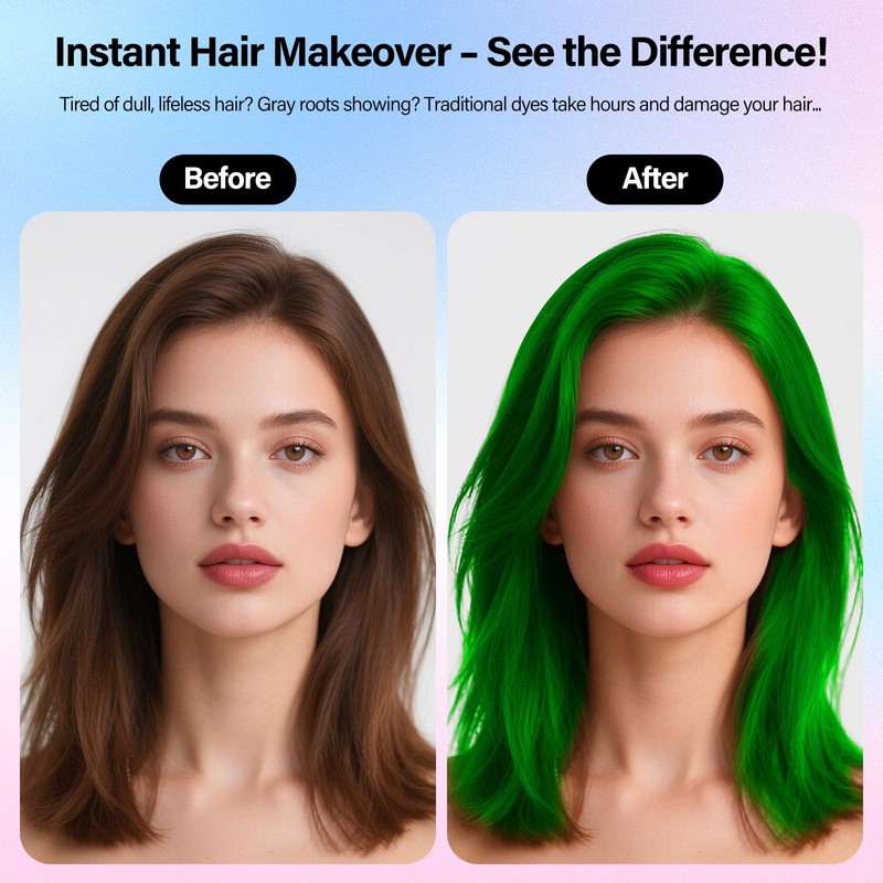 Temporary Hair Green Color Spray for Kids Women Men (Green,
