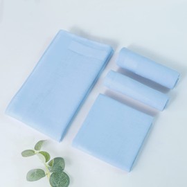 HOULIFE Mens Handkerchiefs - Ladies Handkerchief, Solid Colour Hankerchiefs, 100% 60S Cotton Soft Hankies for Dad Grandad Women Wedding, 40x40cm/16x16’’ (Light blue, 12 Pieces)