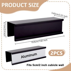 OLYCRAFT 2Pcs Cubicle Name Plate Holder Aluminum Black Cubicle Holder Office Business Sign Holder Changeable Nameplate Stand 19.9x5.7x6.1cm for Home Office fits 5.1cm Cubicle Wall