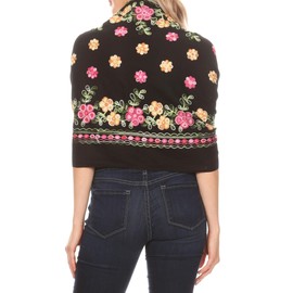 Sakkas Ginata Women's Large Casual Super Soft Embroidery Scarf Shawl Wrap Stole - Pink Yellow - OS