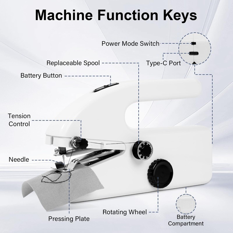 Mini Electric Hand Sewing Machine - Robofun S1 Portable Electric