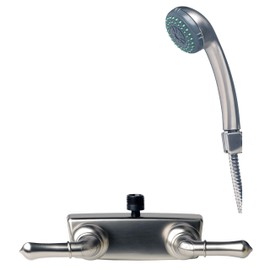 Builders Shoppe 3220BN/4110BN RV/Motorhome Two Handle Non-Metallic Diverter Valve with Matching Hand Shower Set, Brushed Nickel Finish