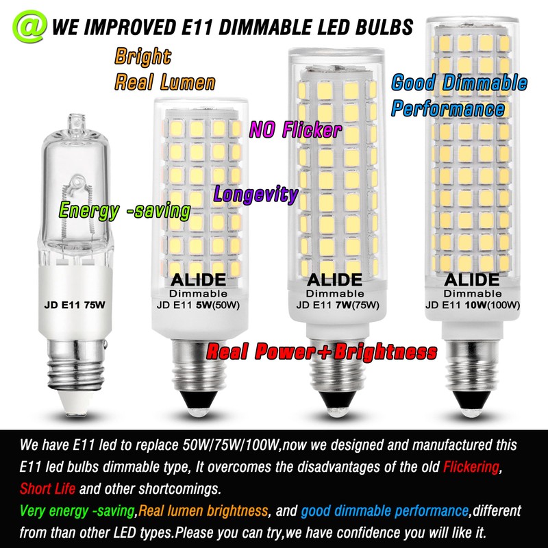 JDE11 Led Bulbs 120V 75W Halogen Candelabra Bulbs Equivalent Dimmable,T3
