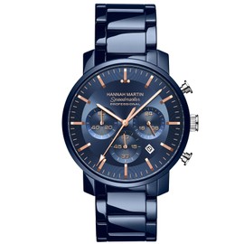 Hannah Martin Men's Watch, Waterproof, Men's Watch, Simple, Business, Father's Day Gift, Gentleman, Date, Day of the Week, blue, Bracelet Type