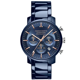 Hannah Martin Men's Watch, Waterproof, Men's Watch, Simple, Business, Father's Day Gift, Gentleman, Date, Day of the Week, blue, Bracelet Type