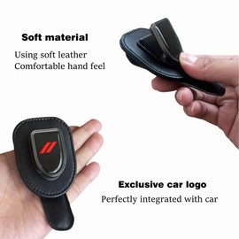 QOMAGO Car Sunglass Holder Alloy Compatible with Charger Challenger Durango Journey ram and More Leather Sun Glasses Eyeglass Hanger with car Logo car Accessories Interior