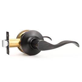 GOBEKOR 1 Pack Door Handles Oil Rubbed Bronze Passage Door Knobs for Hallway Closet Door Lever Keyless Interior Door Handles