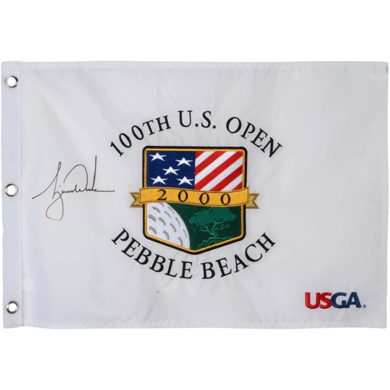 2000 US Open @ Pebble Beach White Souvenir Flag w/Tiger